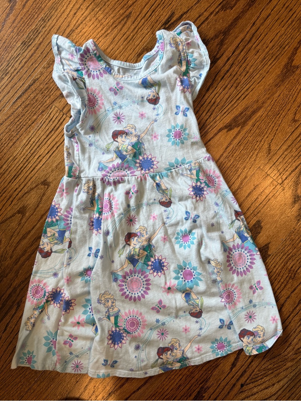 Disney Girls Light Blue Frozen Floral Character Dress
